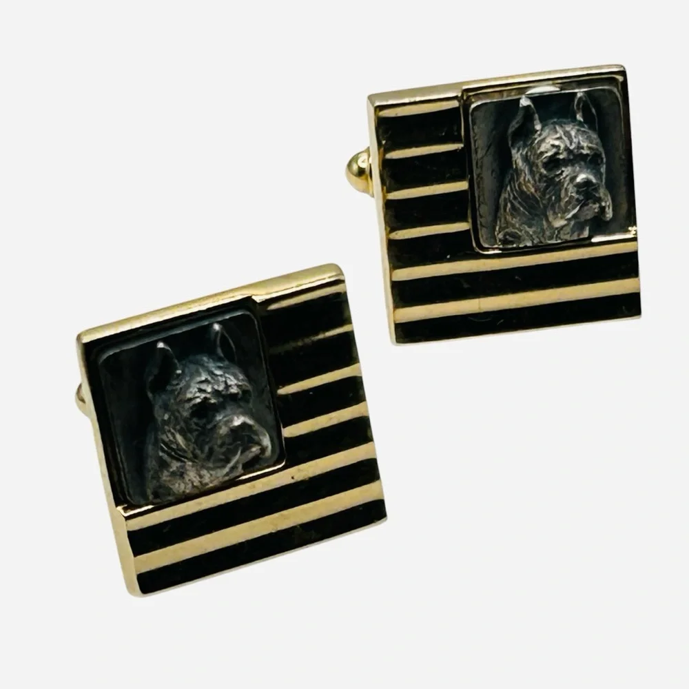 Vintage Anson Dimensional Boxer Dog Cuff Links